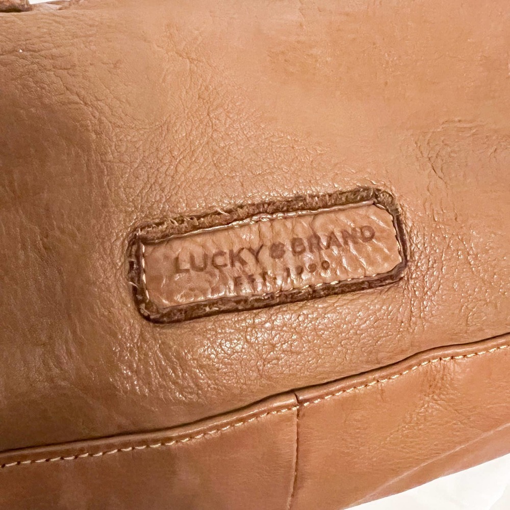 Lucky Brand Y2K Vintage 2000s Chevron Leather Tan Handbag Strap - Picture 11 of 16